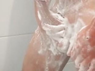 Intense soapy masturbation in the shower