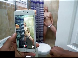 mandi, remaja, gambarvideo-porno-secara-eksplisit-dan-intens, buatan-rumah, hitam, sudut-pandang, berambut-pirang, mandi-shower