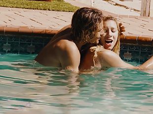 Amazing fucking by the outdoors pool with cum loving Chanel Grey