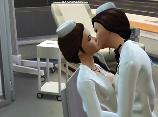 enfermera, lesbiana, 3d