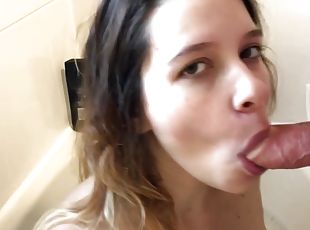 Daddys dirty girl suck cock and eating male milk