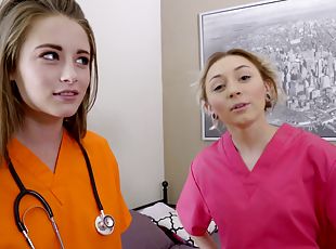 Horny teen nurses Chloe Temple and her sex mate share dick