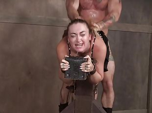 Kat Monroe gets her hair pulled while being abused with dick in throat