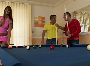 Pool game turns into a hot threesome with Simony Diamond getting pounded