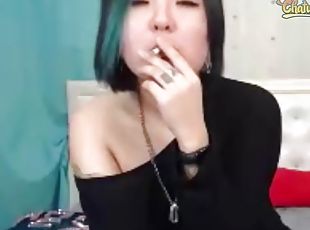 asiatisk, amatør, milf, fetish, rygende
