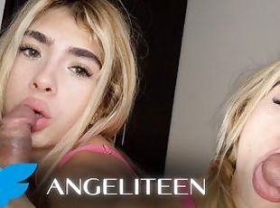 BLOWKETING - @ANGELITEEN Skinny 18yo Colombian blonde gives me 2 blowjobs to promote her OnlyFans