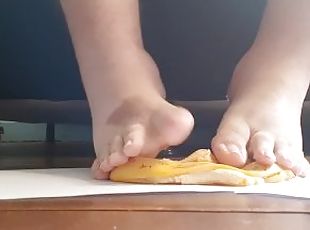amador, bbw, pés, fetiche, sozinho, banana