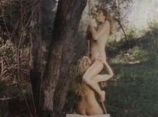 Naughty lesbian girls want to ravish each other's cunts in a forest