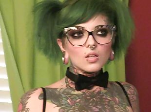 kacamata, sayang, gambarvideo-porno-secara-eksplisit-dan-intens, pasangan, ditindik, nakal, tato