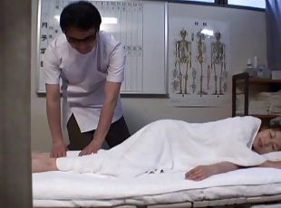 Asian takes dick in tight hairy cunt before getting cumshot on chest