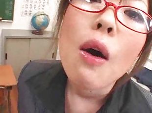 lunettes, fellation, ejaculation-sur-le-corps, japonais, sur-le-visage, bukkake, parfait, brunette