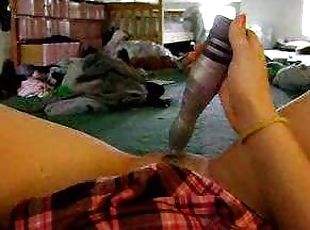 Teen films video of toy entering her pussy