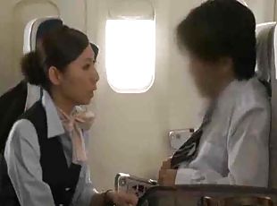 japanier, wichsen, tracht, brunette, stewardess