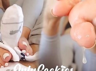 He Covered My Toes In Sticky Cum! (Footjob, Sock Hand Job, Sockjobs 4 Pairs Of Socks)