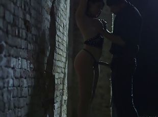 Kinky bitch gets tied up and sucks cock and fucks