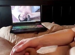 Humiliating husbands white cock, while watching BBC porn