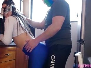 Dry Hump Perfect Teen Ass in Silky Leggings