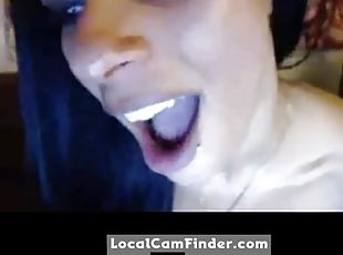 Crazy black chick deepthroats herself DTD
