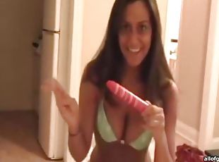 She gives good jerk off instructions with dildo