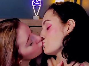 amatööri, lesbo-lesbian, suuteleminen