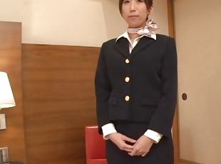 asien, strumpfhosen, dilettant, blasen, japanier, hotel, bekleidet-sex, stewardess