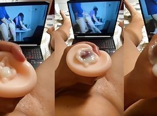 Horny guy watches hardcore porn wearing tight pussy has a very powerful orgasm - FINAL