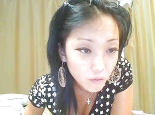 asiatisk, onani, mager, skønheder, webcam, solo, brunette, drillende