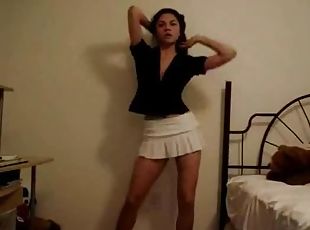 Sexy Brunette Amateur Dancing and Taking Off Her Clothes for the Camera