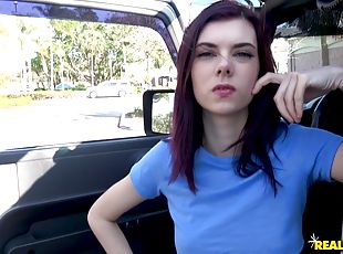 Hot Audrey Grace gets talked into fucking in the car with a friend