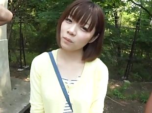 Stunning babe Moriho Sana pleases two guys by fucking with them together