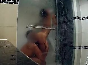 asiático, bañando, cuatro-patas, masturbación, coño-pussy, mamada, casero, pareja, pajeándose, ducha