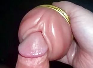 Cum and pulling out of a toy