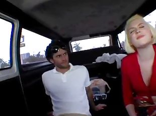 Looking like Merilyn Monroe, hot lady in red dress comes to fuck