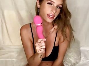 I Wore These Panties Just For You - Blonde busty babe in solo masturbation with big dildo toy