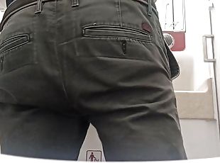 enjoy the pee in a public toilet on train