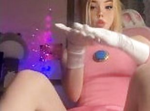 Real life Princess Peach dildo and cum play until I squirt (cosplay, filter)