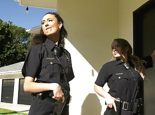 Naughty police officer Eliza Ibarra fucked by a group of men