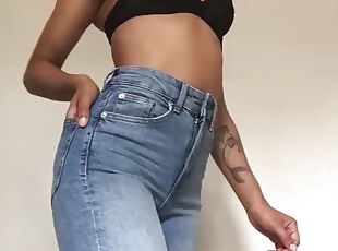 ebony, svart, undertøy, jeans
