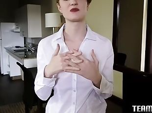 Redhead shows up at his place for POV sex