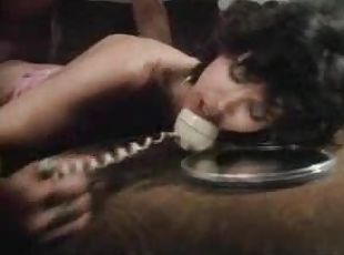 Chick on phone fucked in vintage video