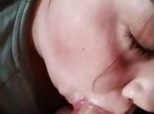 Juicy blowjob with cum on the face