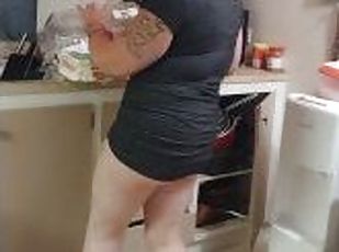 Business Woman Doing Her Duties Around The House After Work In Her Short Dress (PANTY TEASE)