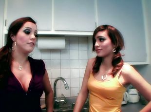 Redhead Lesbians Licking Each Other Pussies In The Kitchen