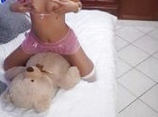 I fucked my teddy bear since my boyfriend is not here, I am done with my horniness