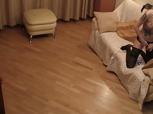 Slut is sending my stepdad a video of her masturbating on our couch