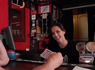 Hardcore sex in a bar with a beautiful waitress