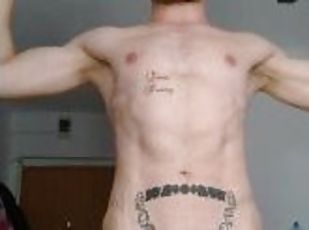 amatør, homofil, alene, muskuløs, tattoo, pikk, trening