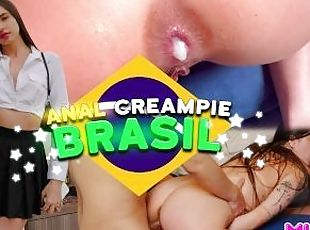 arsch, doggy, anal-sex, babe, blasen, beule-schuss, schwer, latina, creampie, brasilien