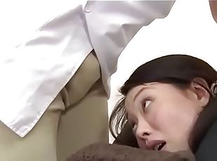 Dark haired Japanese babe massaged and pussy fucked afterwards