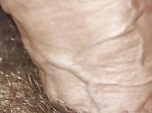 Ultra close up, BWC with pumped veins and precum